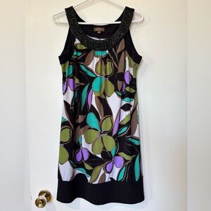 🎉4/30$🎉 Jessica Colorful Floral Beaded Halter Dress - Size 10